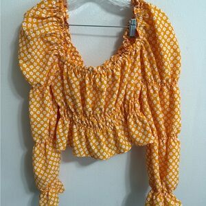 Floral Orange Smocked Women's Top